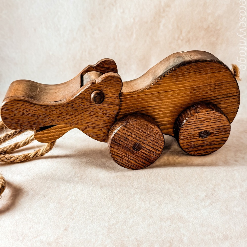 Wooden Hippo Pull Toy - Picture 5 of 7